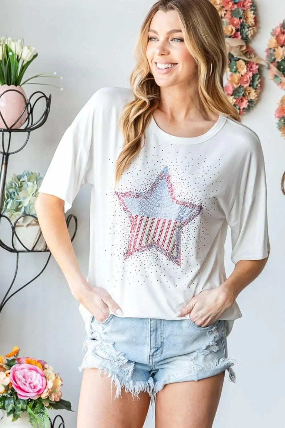Starlight Graphic Tee Women&amp;#39;s Casual Short Sleeve T-Shirt - Chic Patch