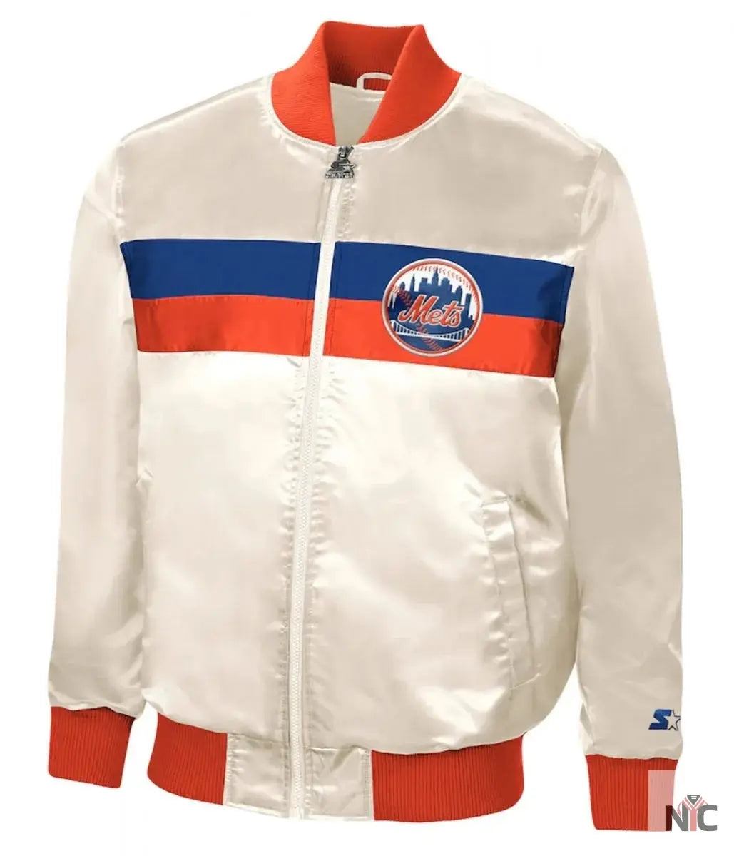 Starter NY Mets White Satin Jacket