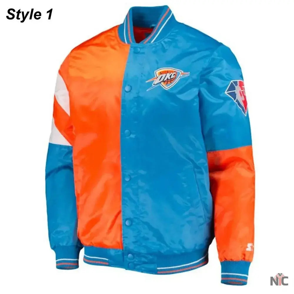 Starter Oklahoma City Thunder Orange and Blue Jacket