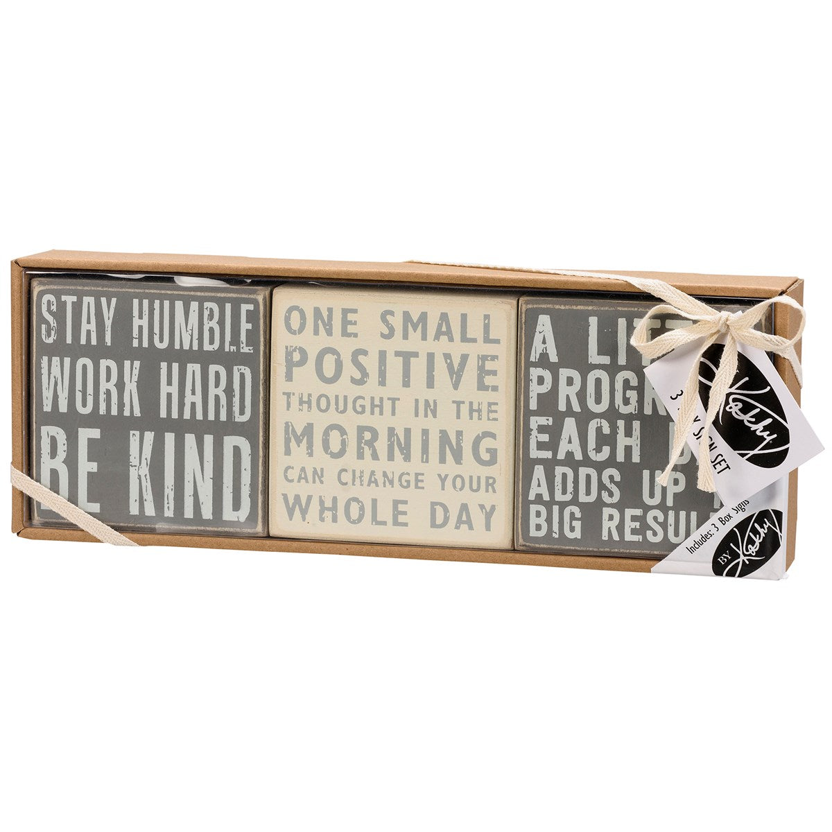Stay Humble Gray Box Sign Set | Giftable Home Decor | 4&amp;quot; x 4&amp;quot; | Gift for Her