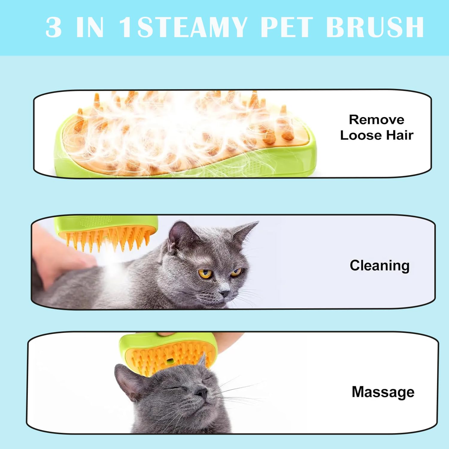 Steamy Pet Brush for Dogs&amp;Cats, Steaming for Grooming | ZAKAPOP