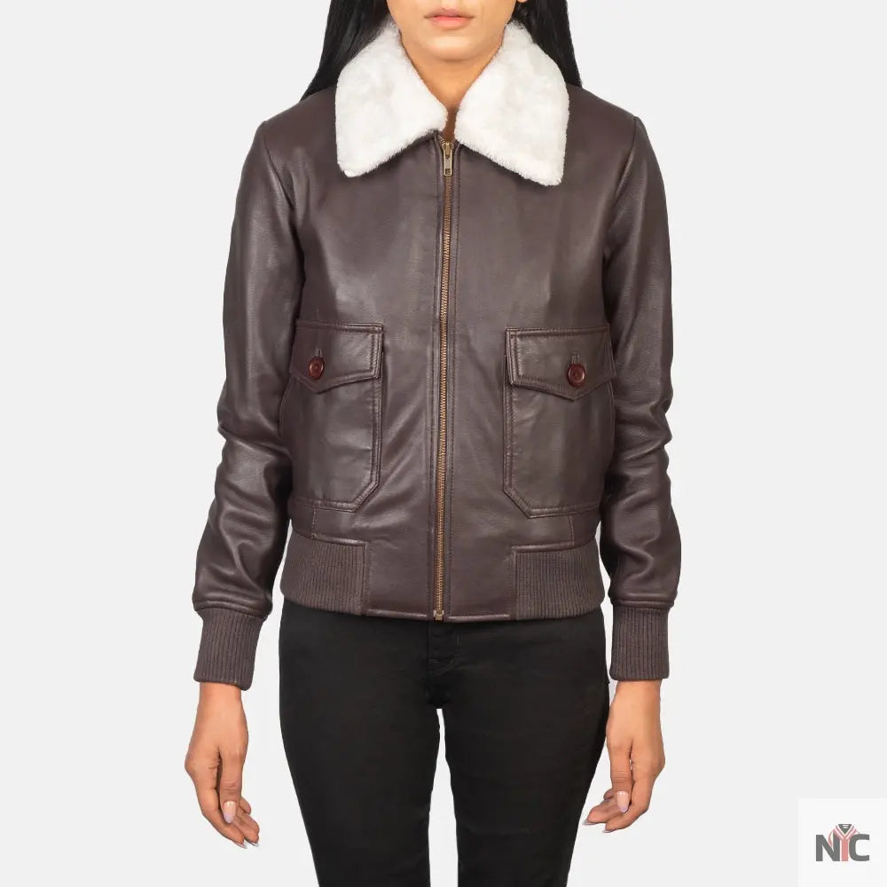Stella G-1 Maroon Leather Bomber Jacket