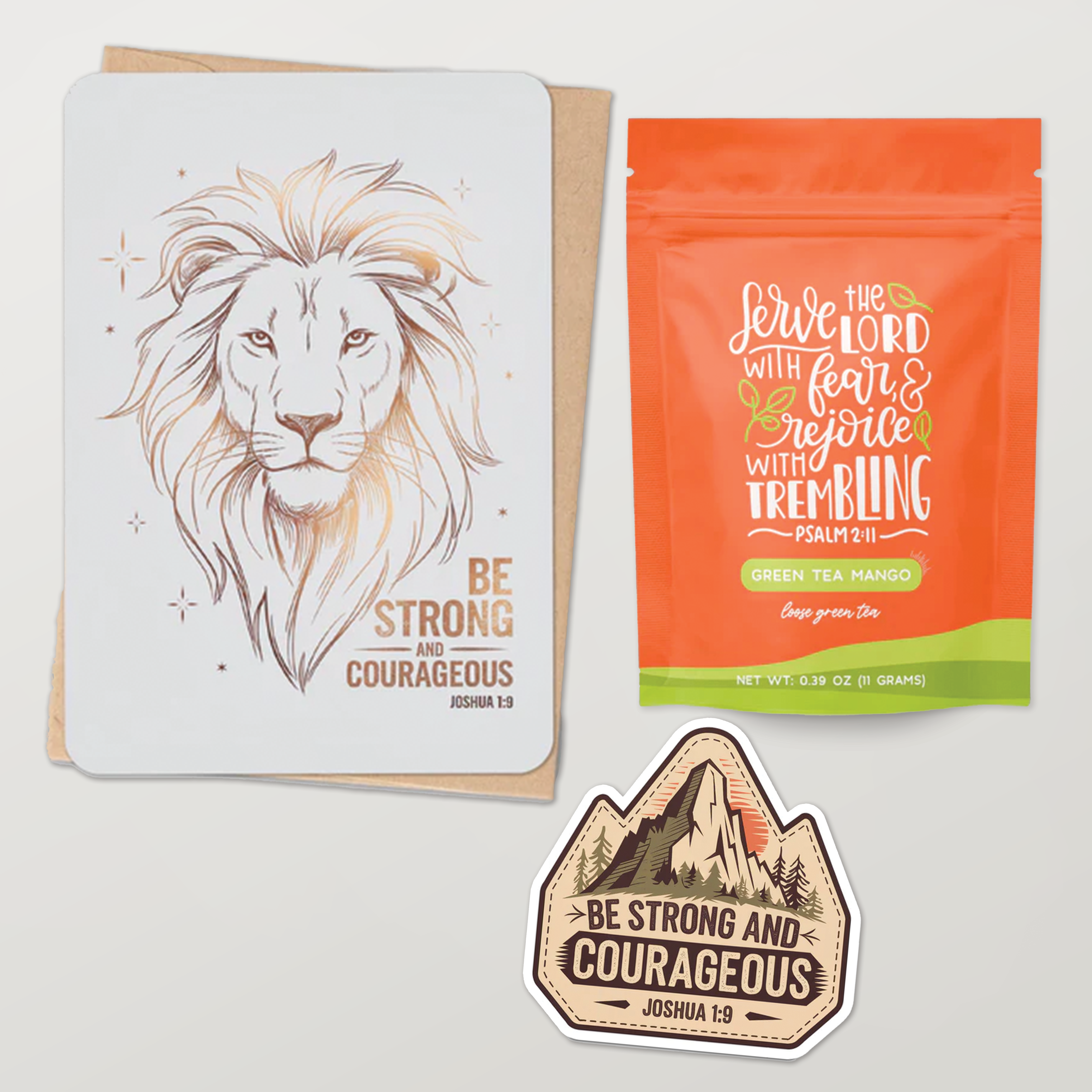 CHRISTIAN ENCOURAGEMENT GIFT SET – STRENGTH &amp;amp; COURAGE (JOSHUA 1:9)