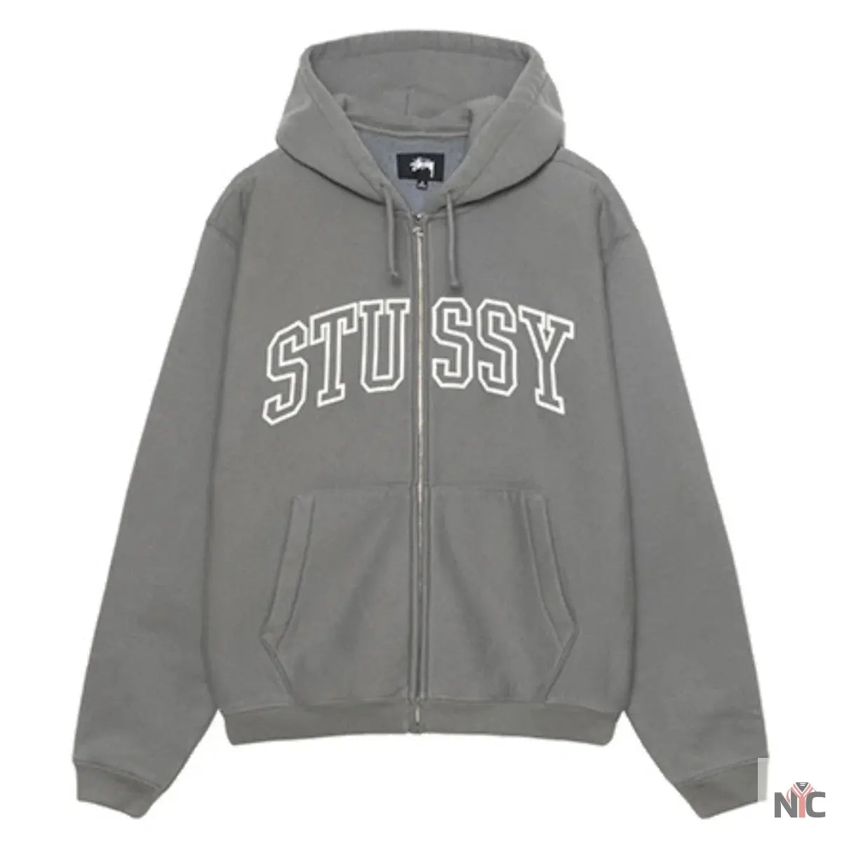 Stussy Unisex Outline Zip Hoodie Grey