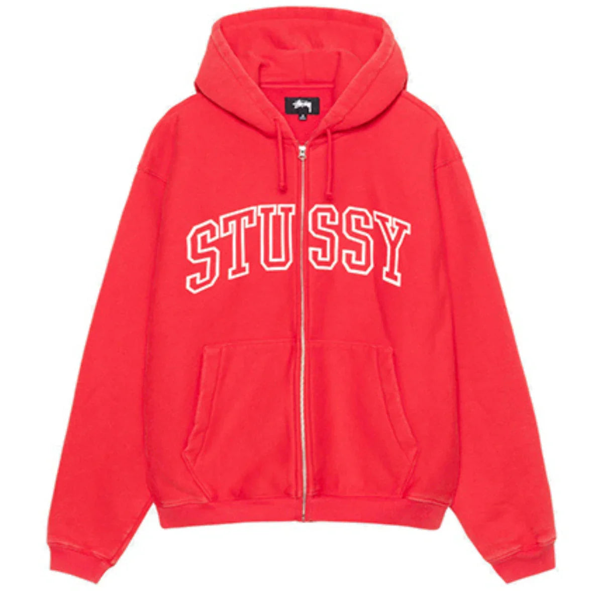 Stussy Unisex Outline Zip Hoodie Red