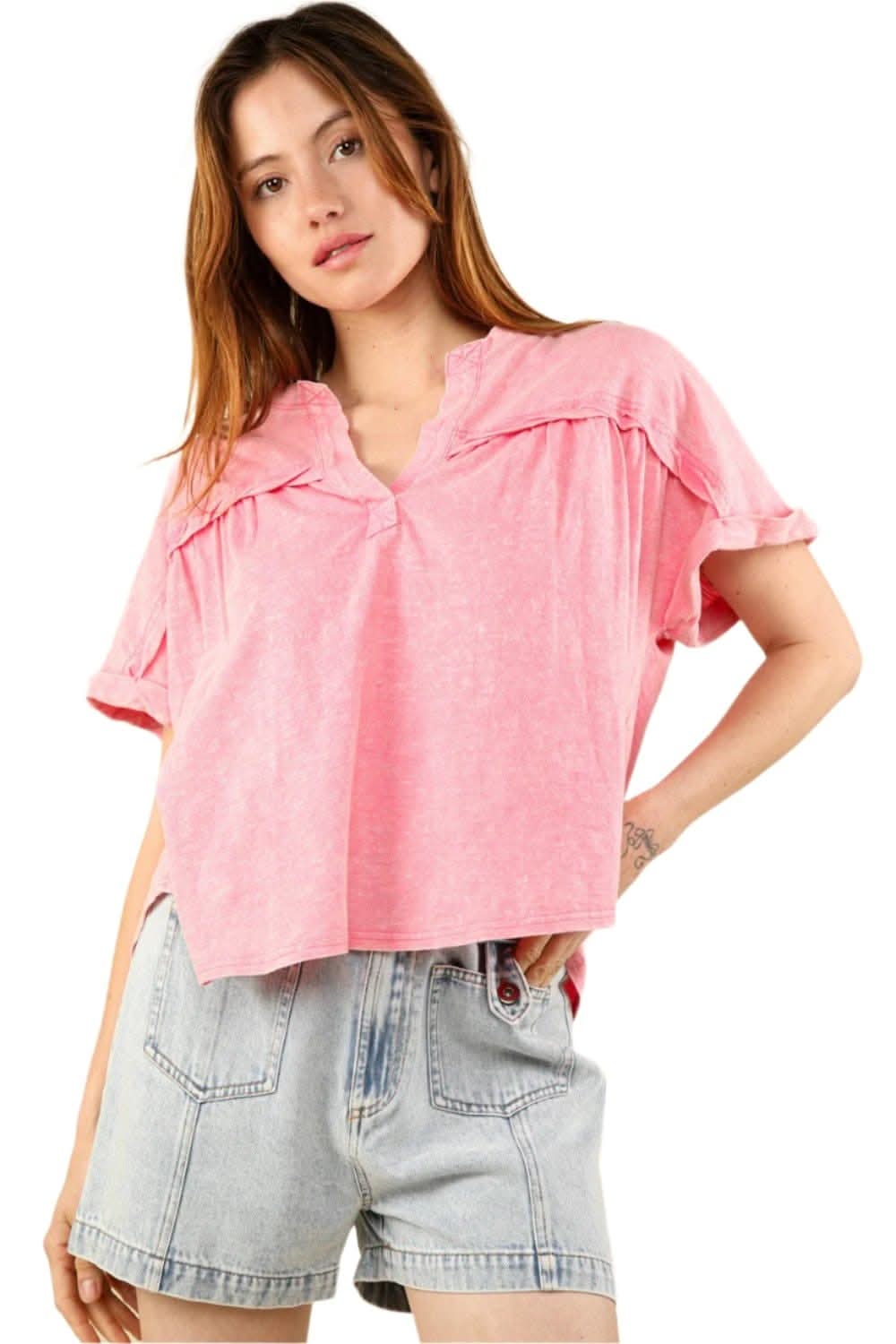 Stylish and comfy washed short sleeve t-shirt by VERY J