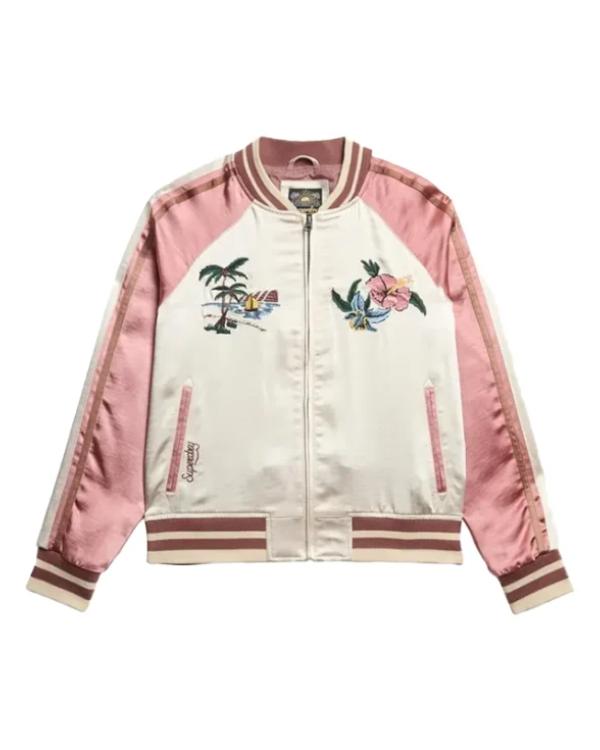 Superdry Suikajan Pink Hawaii Print Bomber Jacket