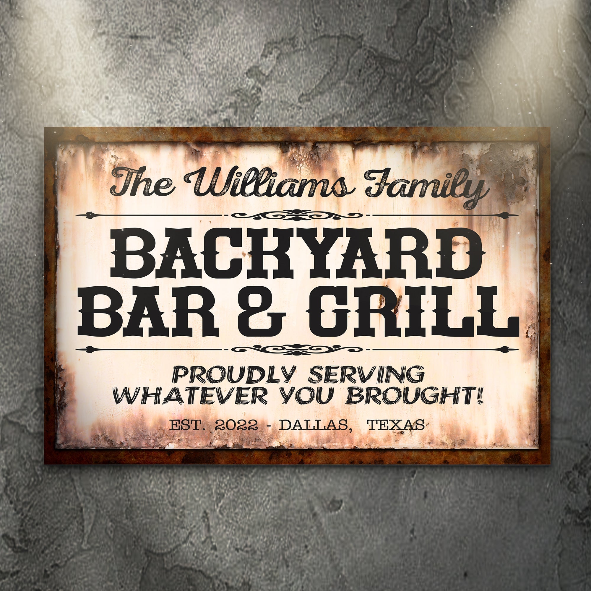 Backyard Bar &amp;amp; Grill Sign X