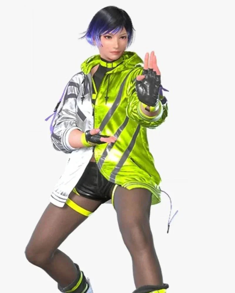 Tekken 8 Reina Mishima Green and Silver Jacket