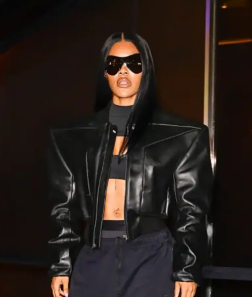 Teyana Taylor NYC 2025 Black Leather Jacket