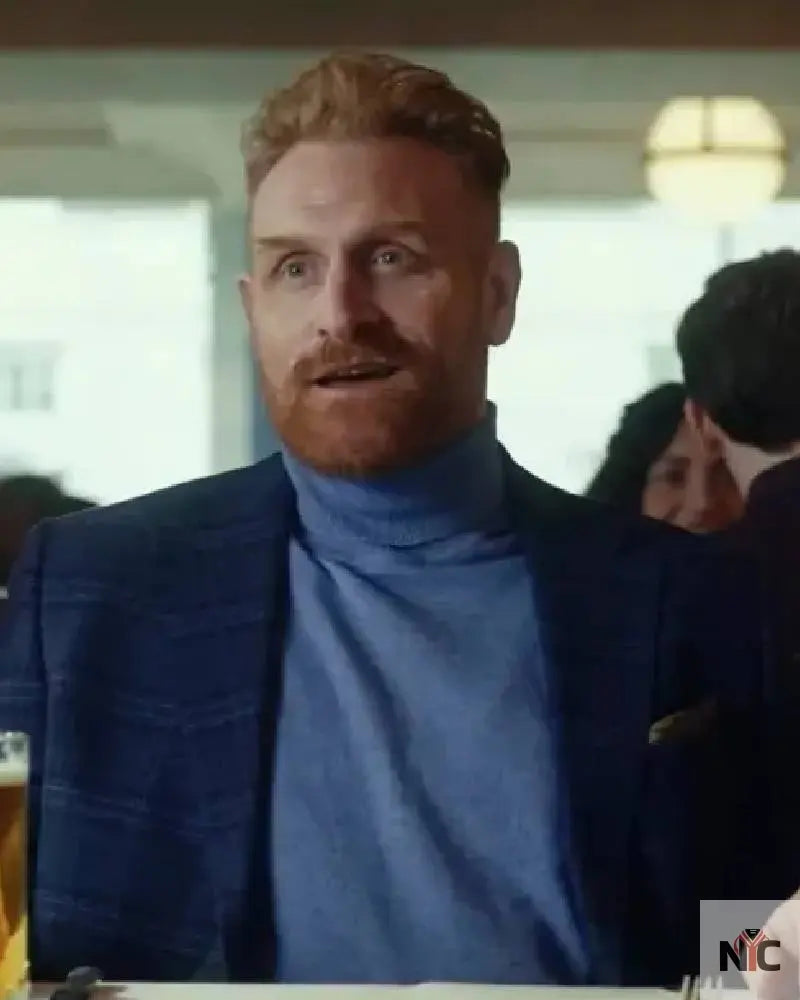 The Gentlemen 2024 Kristofer Hivju Blue Checkered Blazer