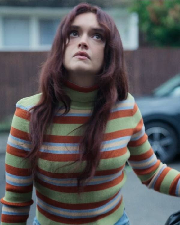 The Girlfriend Olivia Cooke Multicolor Striped Ribbed Sweater