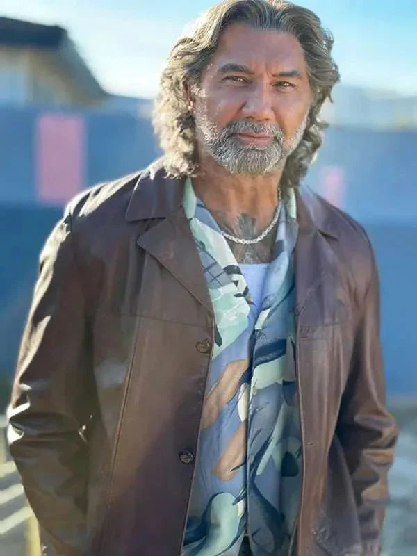Dave Bautista The Last Showgirl Brown Leather Jacket
