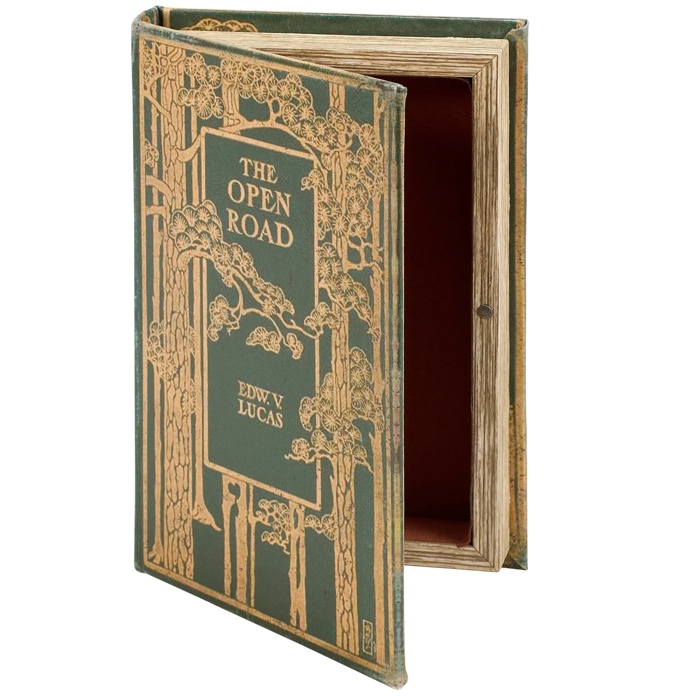 The Open Road Vintage Book Box | Trees Book Shaped Storage Stash Trinket Box