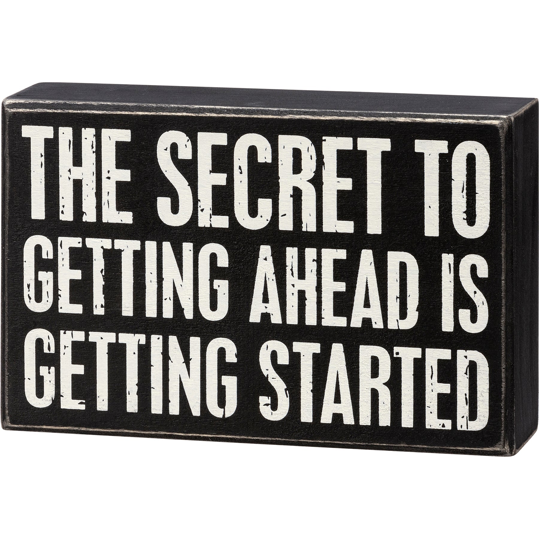 The Secret To Getting Ahead Inspo Box Sign | Desk Wall Wooden Sign | 7.25&amp;quot; x 4.75&amp;quot;