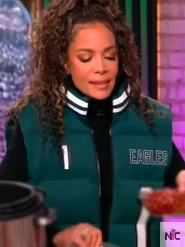 The View 2025 Sunny Hostin Green Eagles Puffer Vest