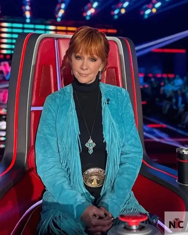 The Voice S28 Reba McEntire Blue Fringe Jacket