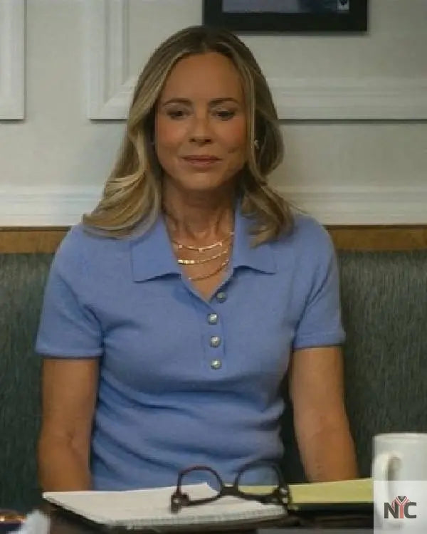 The Waterfront S01 Mae Buckley Blue Polo Top