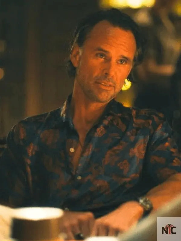 The White Lotus S3 Walton Goggins Blue Printed Shirt