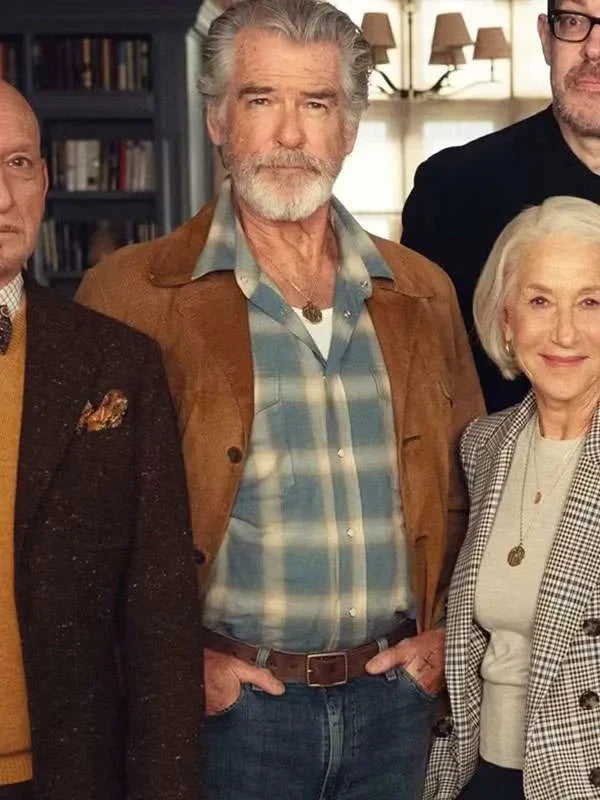 The Thursday Murder Club Pierce Brosnan Suede Leather Jacket