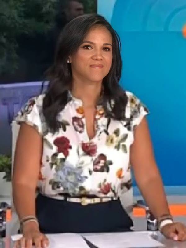 The Today Show Laura Jarrett White Floral Silk Top