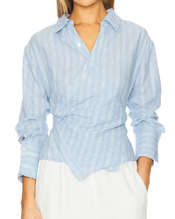 The Young and the Restless Sharon Case Blue Striped Shirt