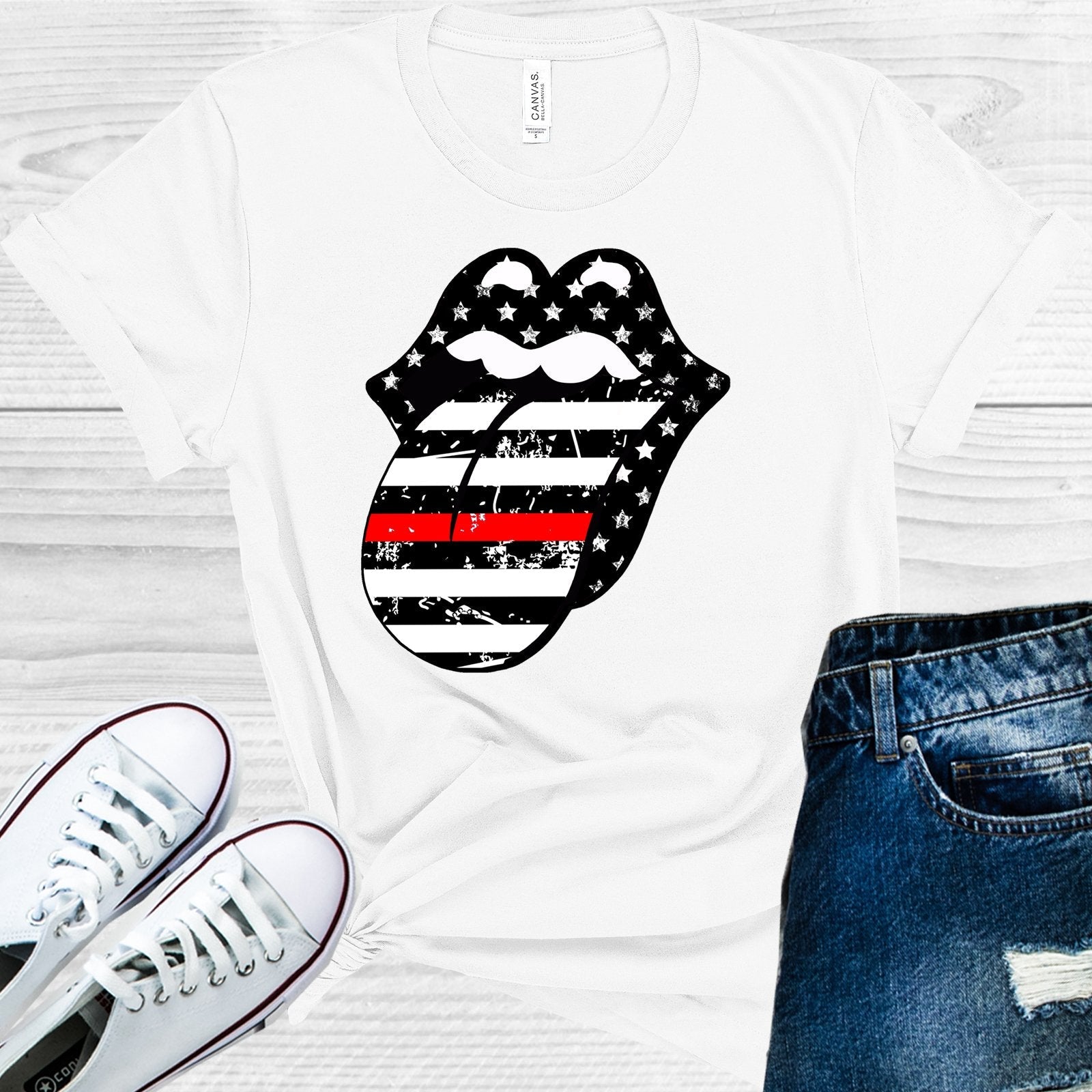 THIN RED LINE TONGUE GRAPHIC TEE
