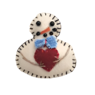 Handmade Felt Snowman w/Red Heart Pin
