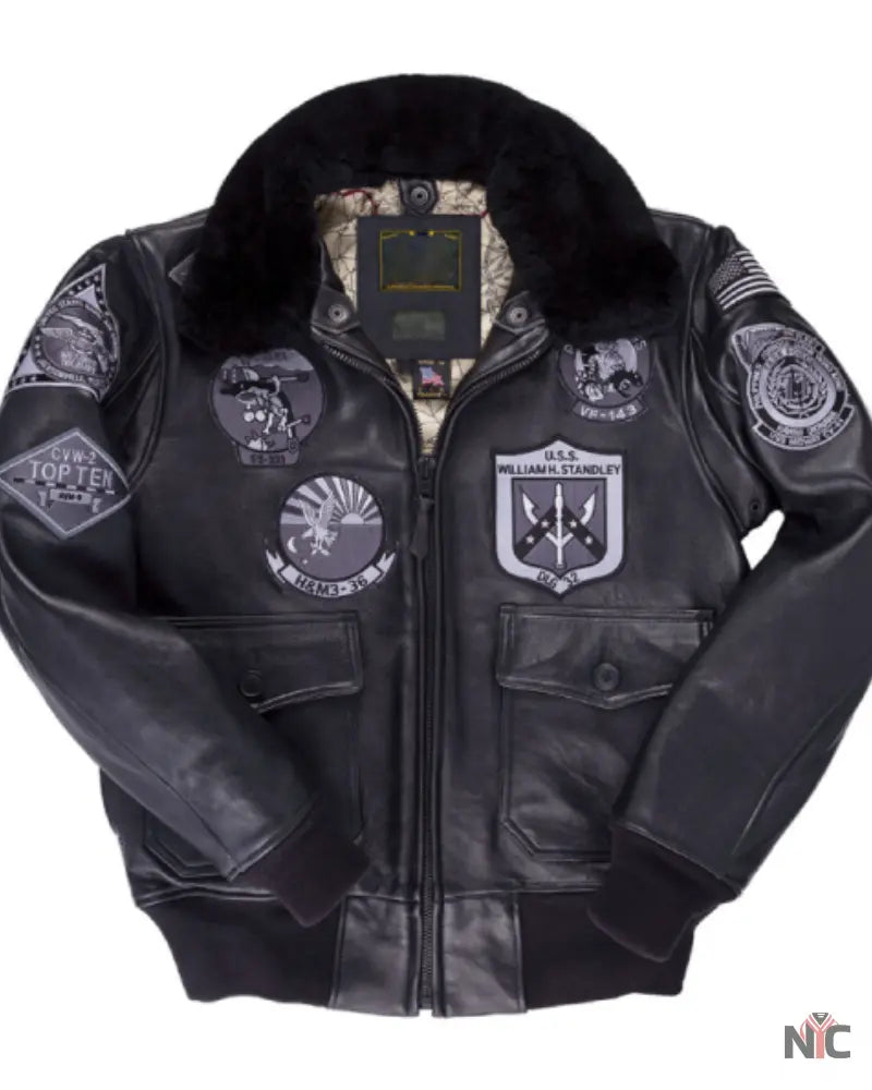 Top Gun Black Lambskin Leather Bomber Jacket