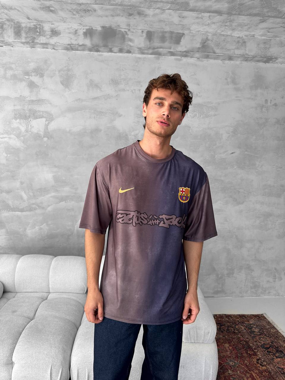 Travis Scott Cactus Jack FC Barcelona Distressed T-Shirt