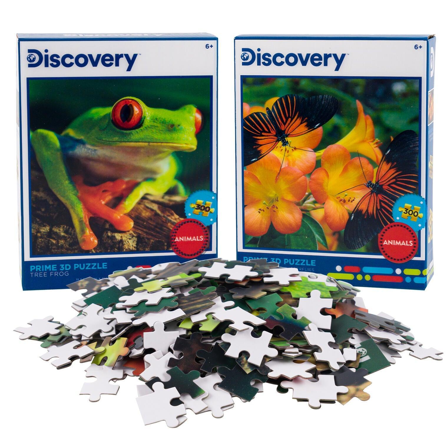 Tree Frog &amp;amp; Butterflies Set of 2 300 Piece Lenticular Jigsaw Puzzles Prime 3D