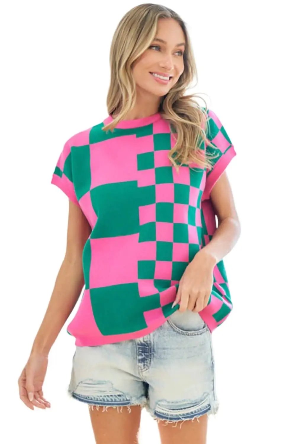 Trendsi Trendy checkered knit top by First Love