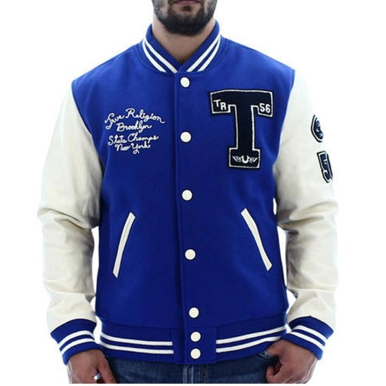True Religion Blue Varsity Letterman Jacket