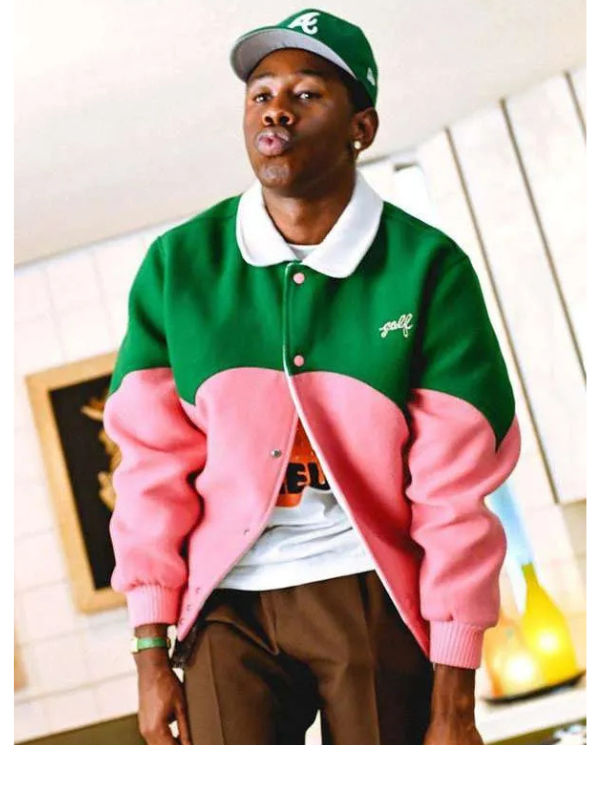 Tyler The Creator Green &amp;amp; Pink Golf Cowboy Varsity Jacket