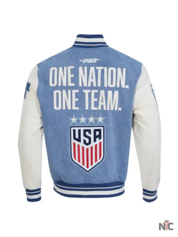 US Soccer 2025 Blue Denim Varsity Jacket