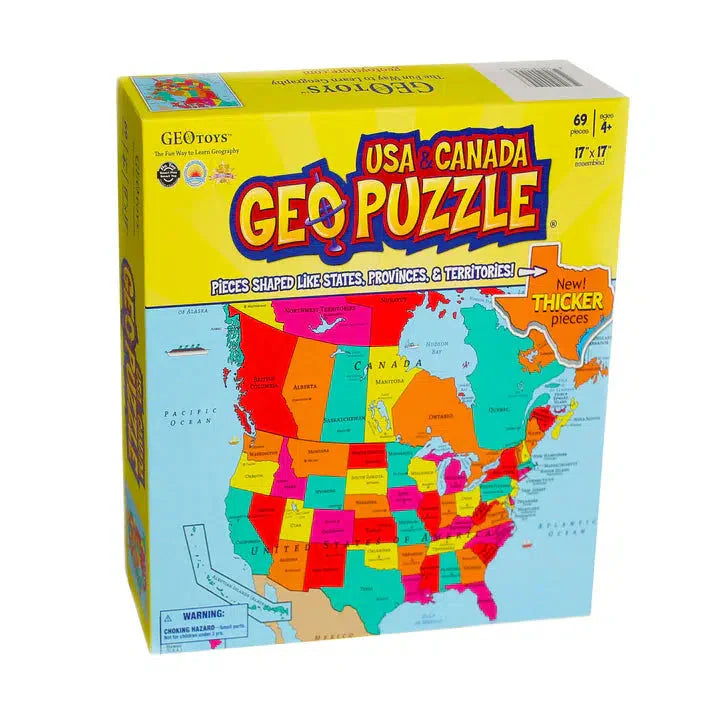 USA &amp;amp; Canada GeoPuzzle 69 Piece Jigsaw Puzzle Geotoys