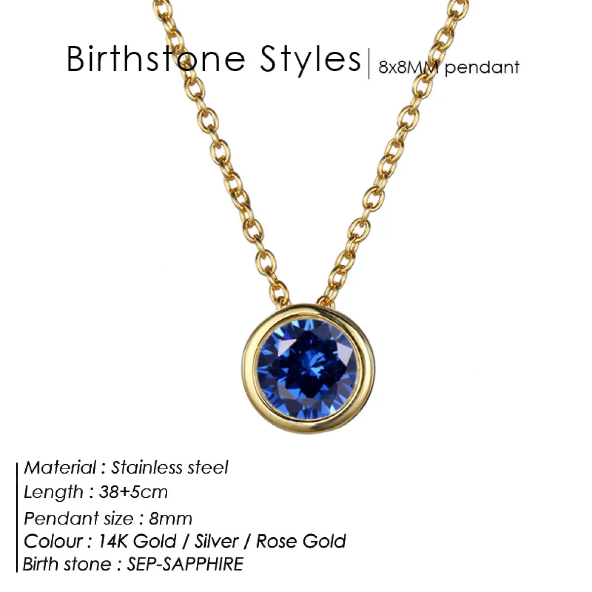 Style Loft Collection Stainless Steel Birth Gemstone Necklace