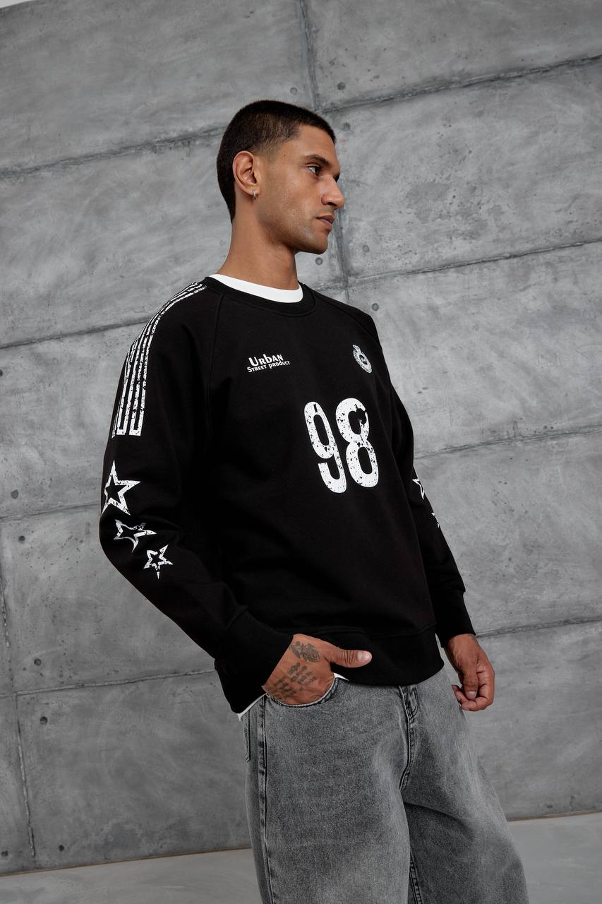 Unisex &amp;quot;98&amp;quot; Distressed Graphic Sweatshirt – Varsity Streetwear Pullover