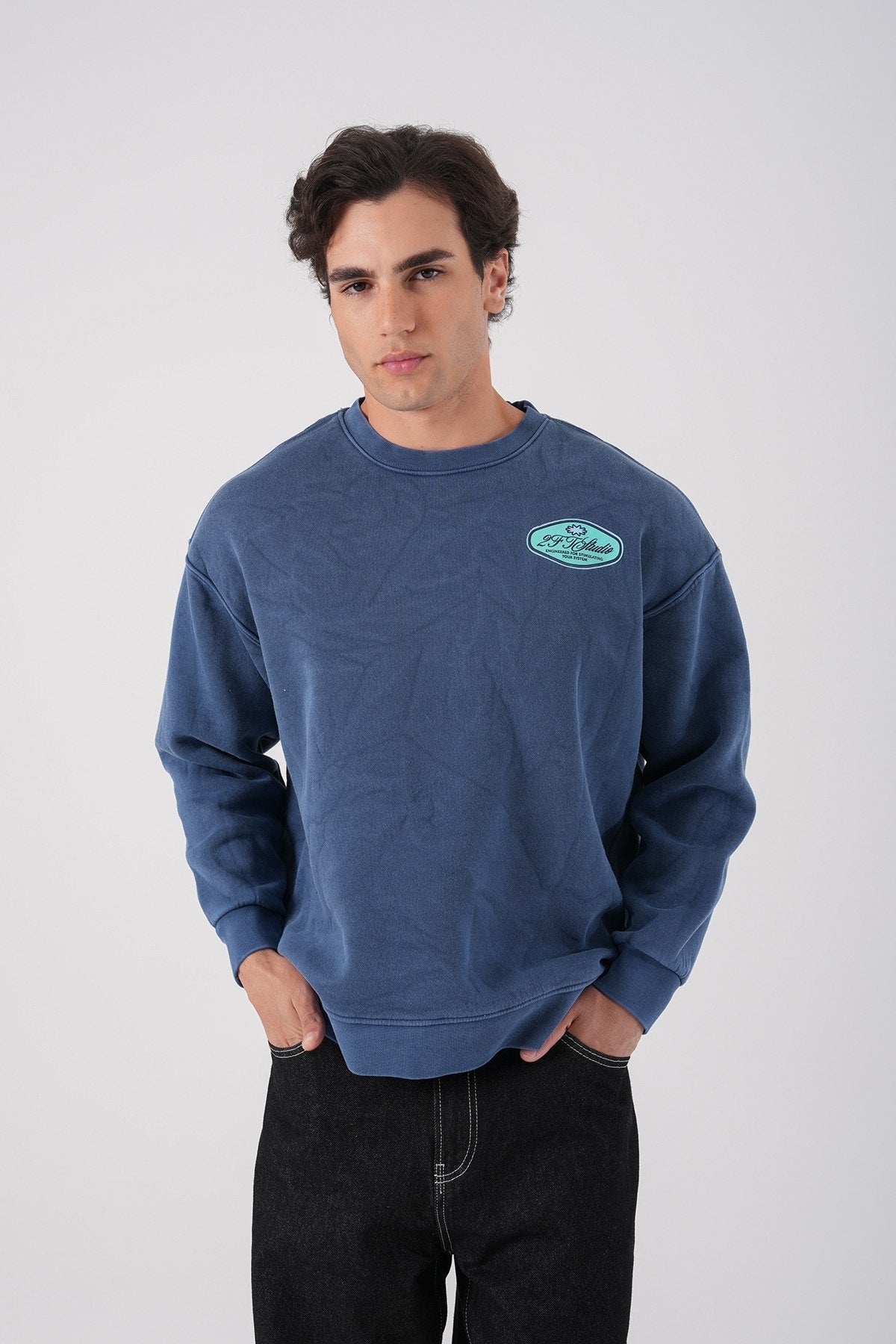 Unisex Washed Graphic Sweatshirt – &amp;quot;Reasonable&amp;quot; Back Print
