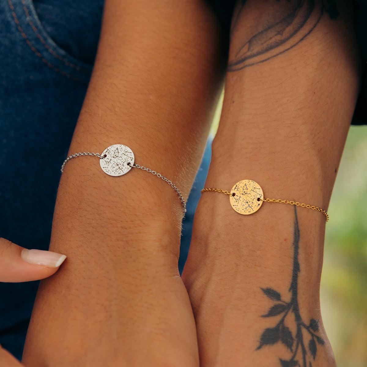 Custom Minimal Star Map Bracelet Set
