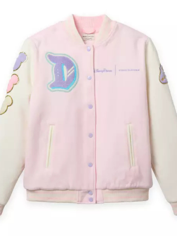 Disneyland Logo Varsity Jacket for Women by Stoney Clover Lane – Pink