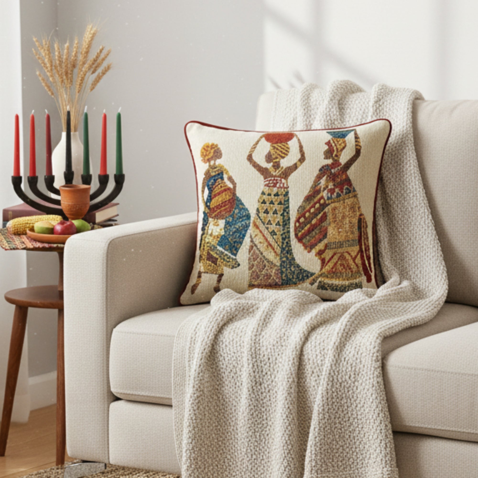 DaDa Bedding Dancing Women African Dreams Tapestry Throw Pillow Covers 16&amp;quot; x 16&amp;quot;