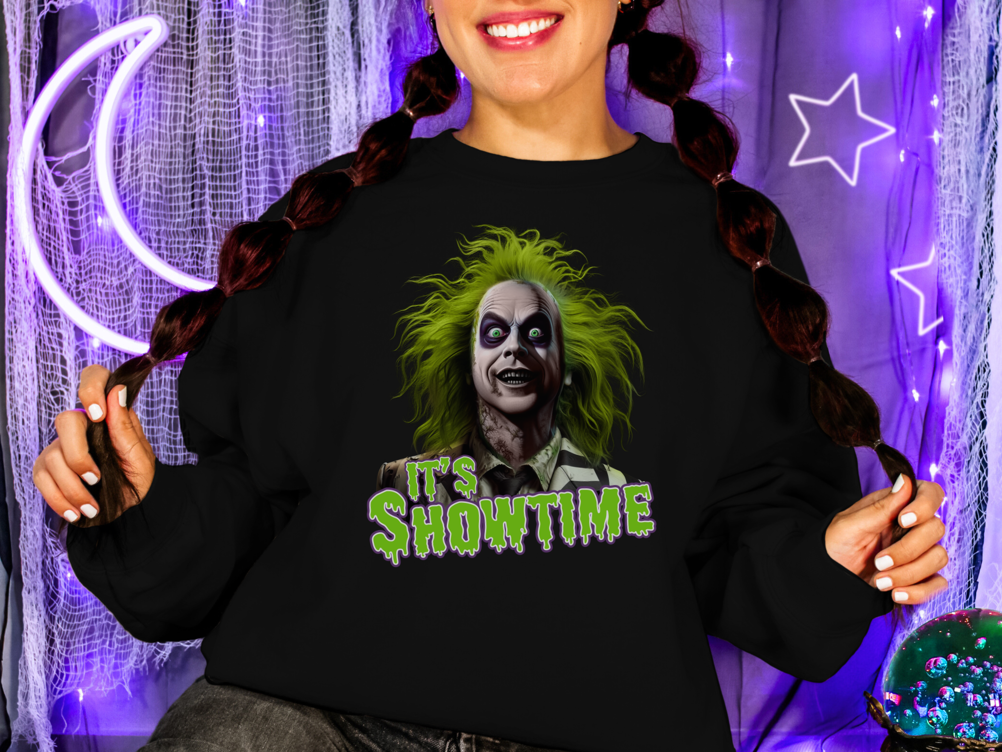 Spook-tacular Beetlejuice Graphic Sweatshirt Perfect for Halloween &amp;amp; Beyond