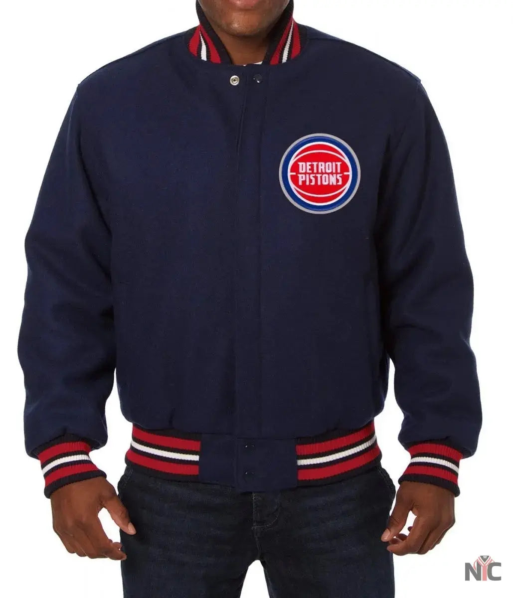 Varsity Detroit Pistons Navy Blue Wool Jacket