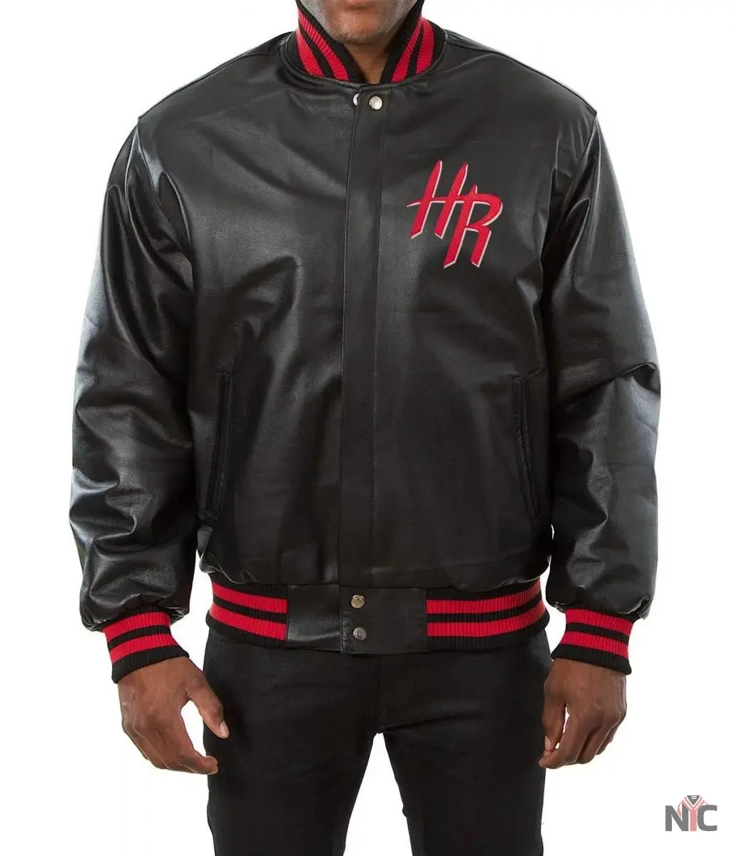 Varsity Houston Rockets Black Leather Jacket