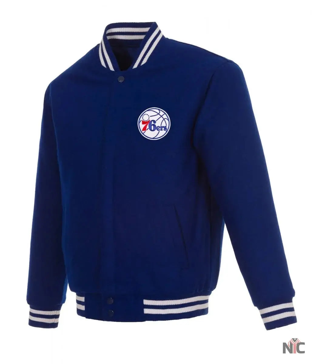 Varsity Philadelphia 76ers Royal Blue Wool Jacket