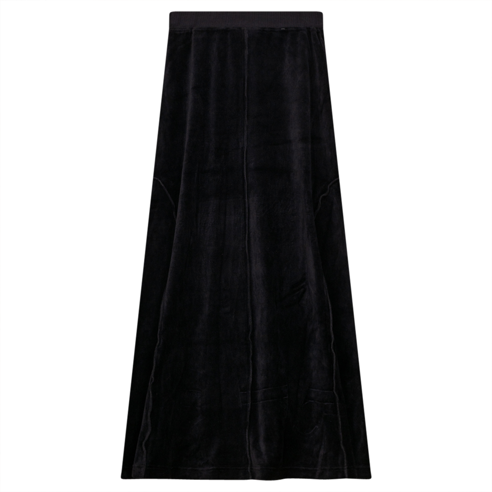 Long Cotton Velour Skirt With Side Cuts
