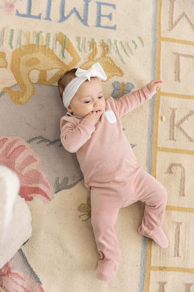 Embroidered &amp;quot;Petit Coeur&amp;quot; Velour Onesie