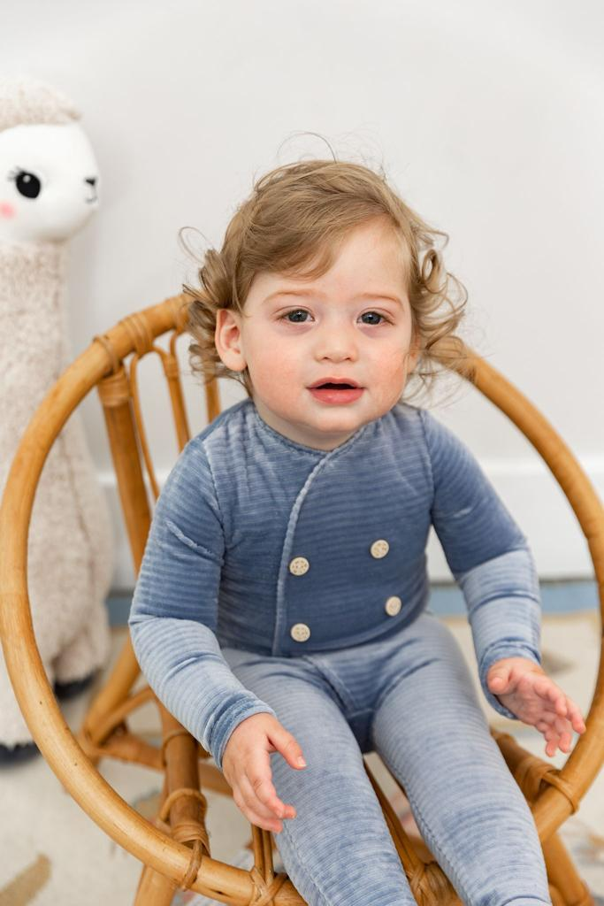 Double Press Look Rib Velour Onesie