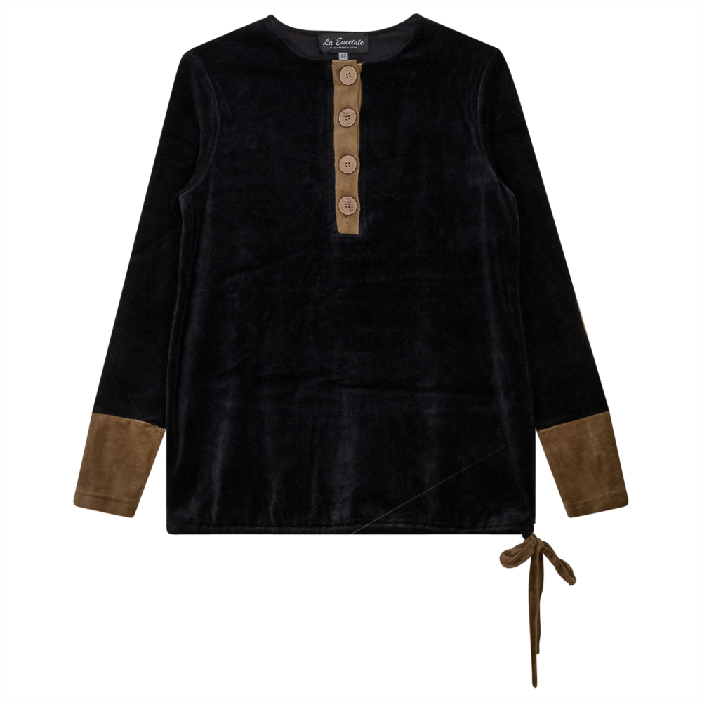 Velour Henley Contrast Maternity Top